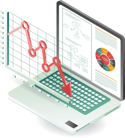 Análise de negócios de gestão de computadores diminui  Ilustração