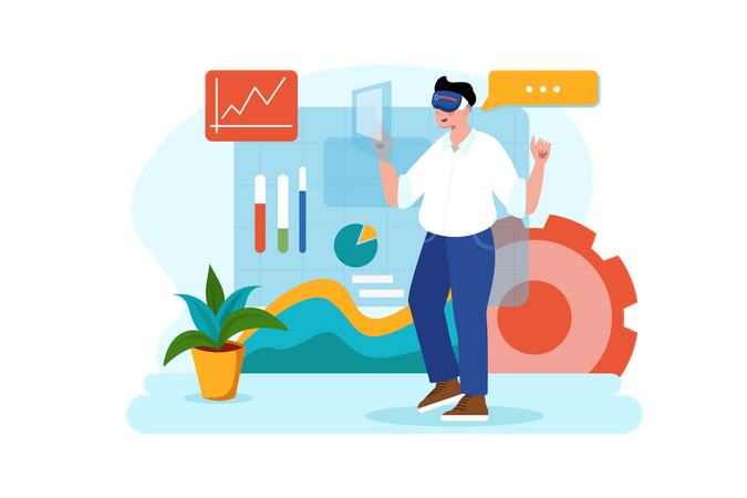 Análise de negócios usando VR  Ilustração