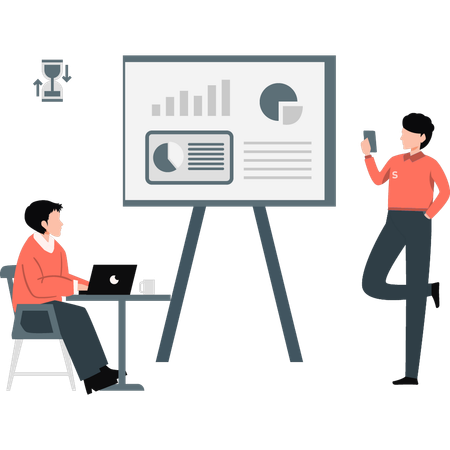 Análise de pessoas de negócios gráfico de negócios  Ilustração