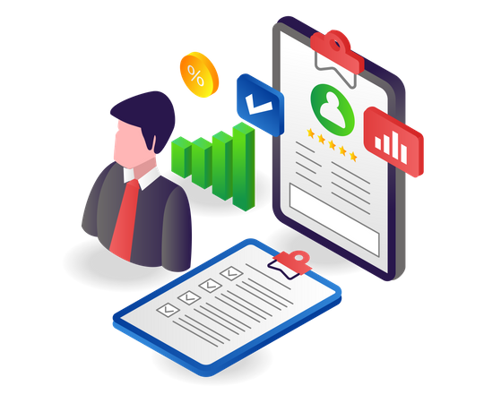 Análise do plano de investimento empresarial bem sucedido  Illustration