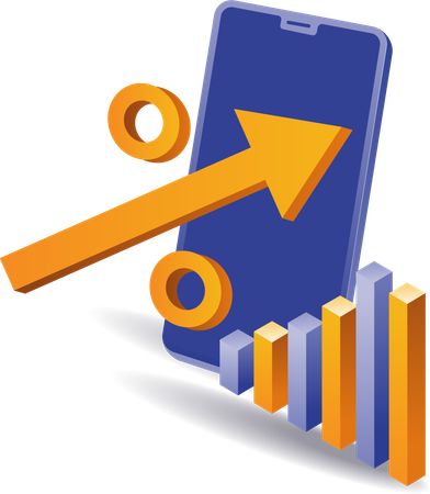 Análise percentual em smartphone  Ilustração