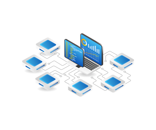 Análise de segurança de rede de chip de servidor  Ilustração