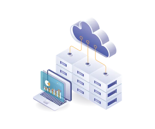 Análise de segurança e manutenção de tecnologia de servidor em nuvem  Ilustração