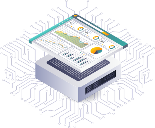 Análise da tecnologia de rede de chip de dados  Ilustração