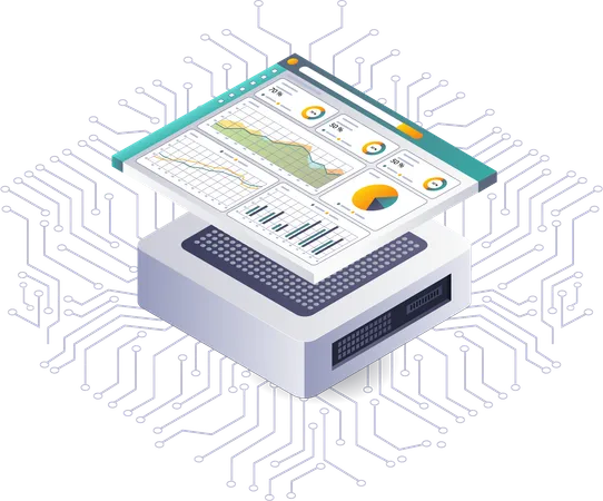 Análise da tecnologia de rede de chip de dados  Ilustração