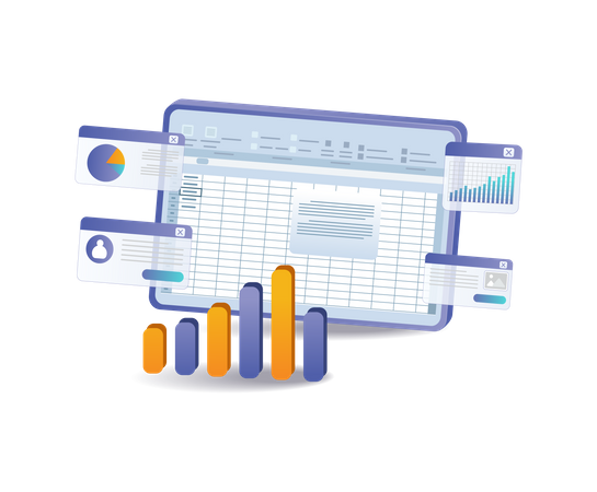 Analise o desenvolvimento de negócios com o aplicativo Excel  Ilustração