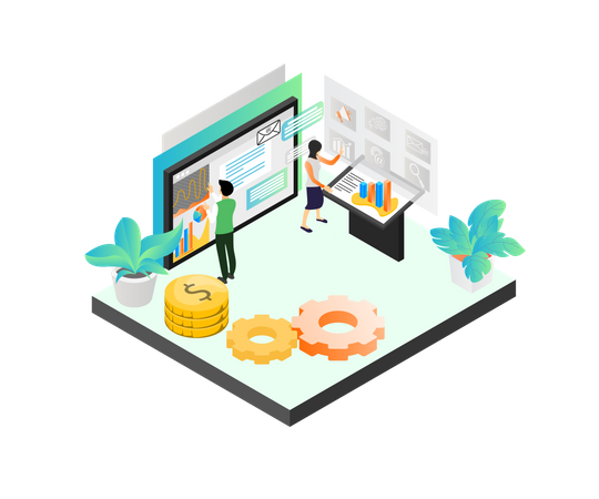 Análise estatística da web por equipe  Ilustração