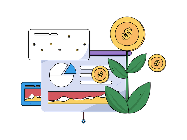 Análise financeira com lucro  Ilustração