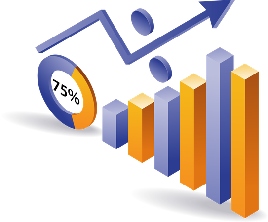 Gráfico de análise percentual de desenvolvimento empresarial  Ilustração