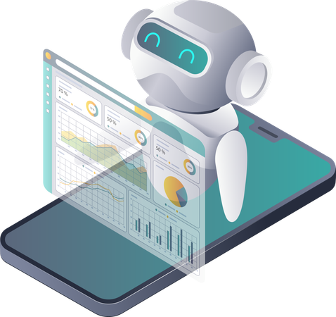 Análisis automatizado de datos de robots para actualizaciones de aplicaciones para teléfonos inteligentes  Ilustración