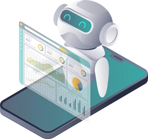 Análisis automatizado de datos de robots para actualizaciones de aplicaciones para teléfonos inteligentes  Ilustración