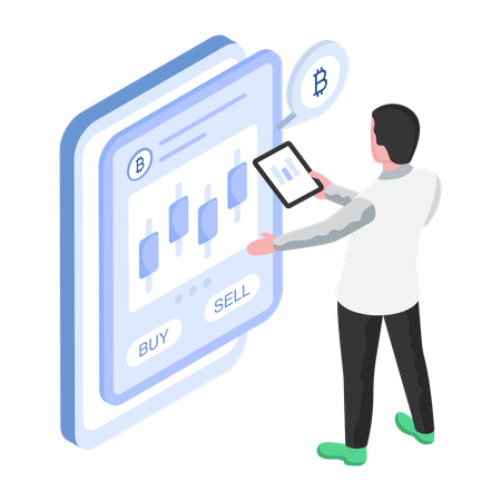 Análisis de Bitcoin de criptomonedas  Ilustración