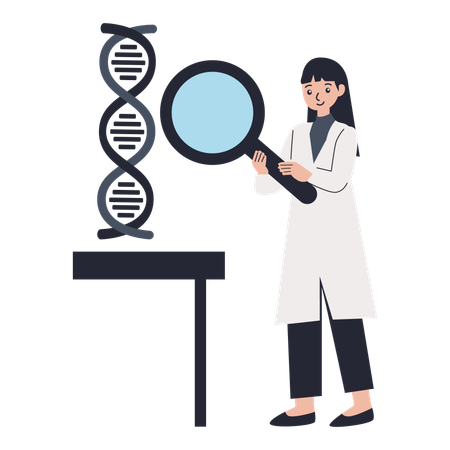 Análisis de ADN realizado por un médico.  Ilustración