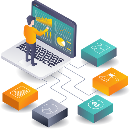 Información y estrategias de datos de análisis de crecimiento empresarial  Ilustración