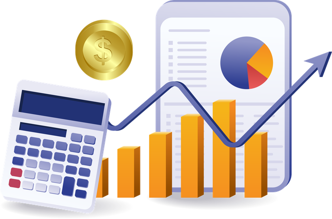 Cálculo de datos de análisis de crecimiento empresarial plano  Ilustración