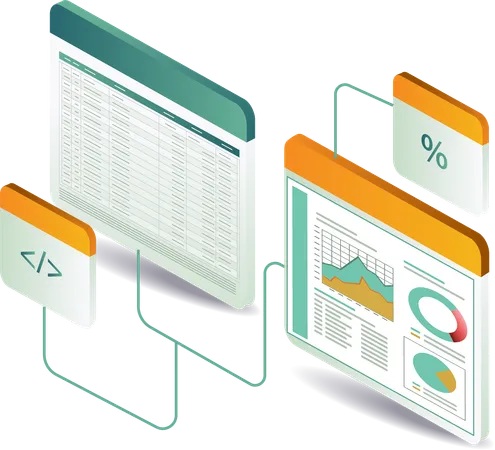 Pantalla de detalles de datos de análisis del crecimiento del negocio tecnológico  Ilustración