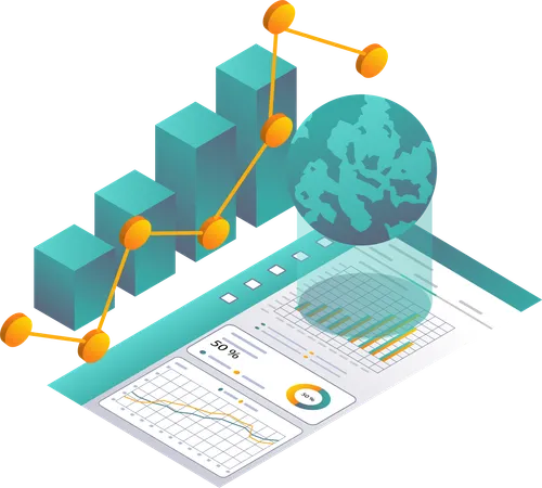 Análisis de datos de desarrollo empresarial global  Ilustración