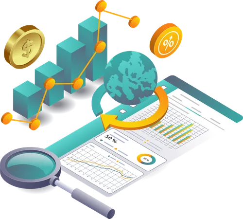 Análisis de datos de desarrollo empresarial global  Ilustración