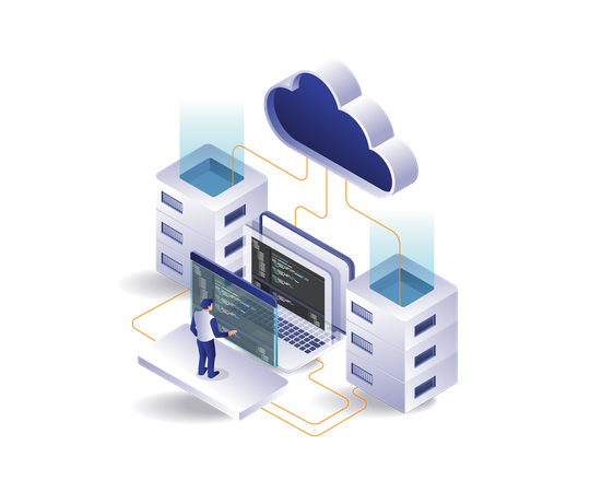 Análisis de datos de idioma para programas de alojamiento de servidores en la nube  Ilustración