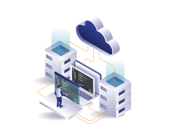 Análisis de datos de idioma para programas de alojamiento de servidores en la nube  Ilustración