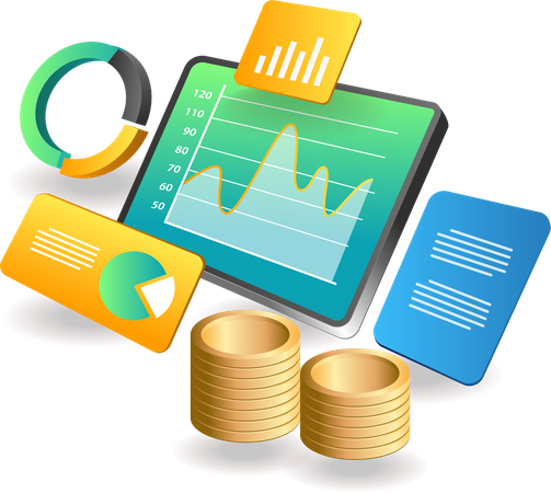 Análisis de datos de ingresos mensuales  Ilustración