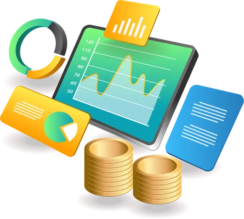 Análisis de datos de ingresos mensuales  Ilustración