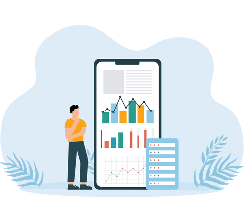 Análisis de datos de negocios compartidos por empresario  Ilustración