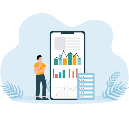 Análisis de datos de negocios compartidos por empresario  Ilustración