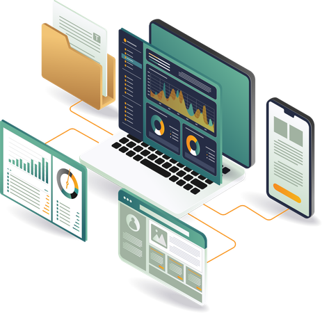 Análisis de datos comerciales en línea  Ilustración