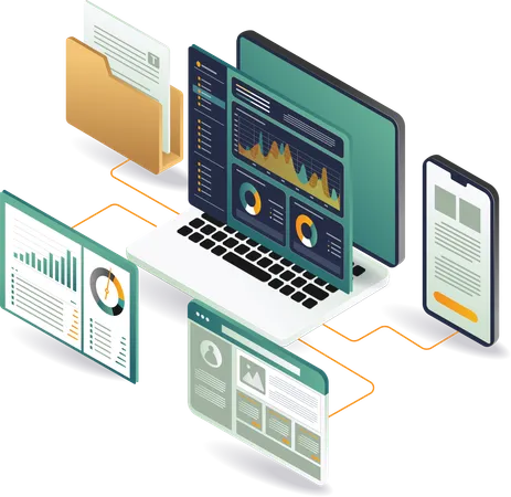 Análisis de datos comerciales en línea  Ilustración