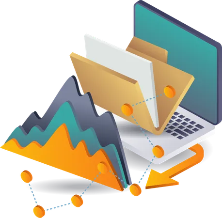 Análisis de datos de negocios online en sistemas informáticos.  Ilustración