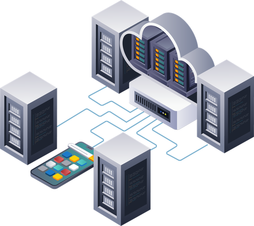 Análisis de datos de red en la gestión de servidores en la nube  Illustration