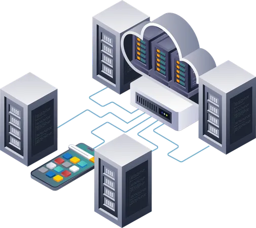 Análisis de datos de red en la gestión de servidores en la nube  Illustration