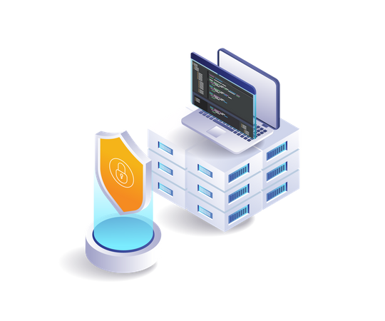 Análisis de datos de seguridad de lenguajes de programación de servidores de tecnología digital.  Ilustración