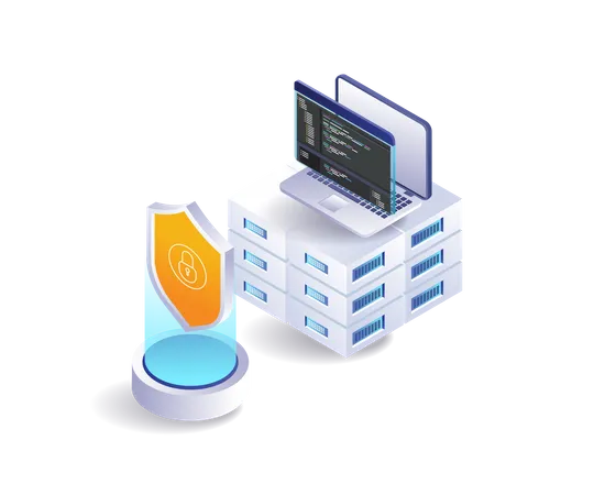 Análisis de datos de seguridad de lenguajes de programación de servidores de tecnología digital.  Ilustración