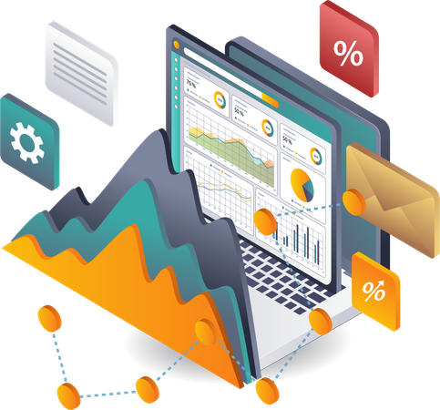 Análisis de datos de tecnología informática para el crecimiento empresarial digital  Ilustración