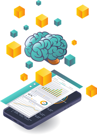 Análisis de datos de teléfonos inteligentes en tecnología AI Blockchain  Ilustración