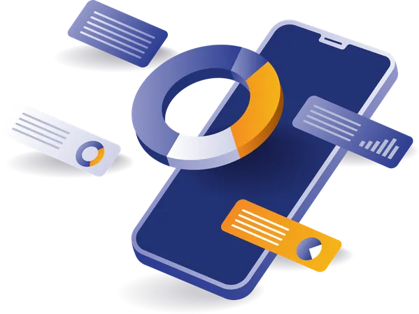 Porcentaje de crecimiento del negocio de análisis de datos de teléfonos inteligentes  Ilustración