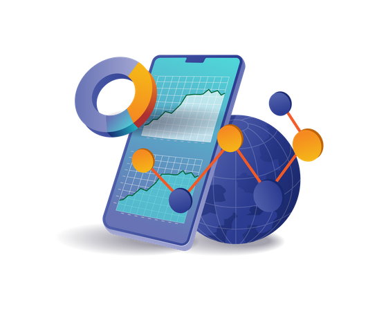 Análisis de datos del desarrollo empresarial mundial.  Ilustración