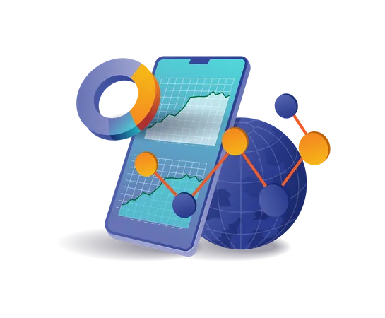 Análisis de datos del desarrollo empresarial mundial.  Ilustración