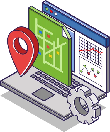 Análisis de datos de mapas de ubicación con la aplicación.  Ilustración