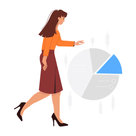 Análisis de datos discutido por la empresaria  Ilustración