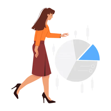 Análisis de datos discutido por la empresaria  Ilustración