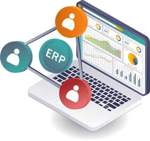 Análisis de datos empresariales en redes de sistemas ERP  Ilustración