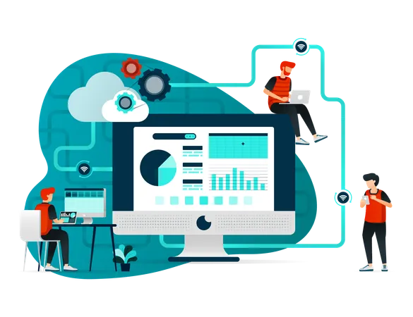 Análisis de datos en la nube  Ilustración