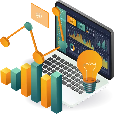 Análisis de datos en línea en una computadora portátil para mejorar los negocios mediante la ciencia de datos  Ilustración