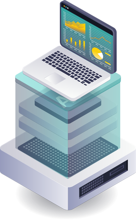 Análisis de datos en tecnología de servidores informáticos.  Ilustración