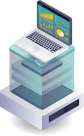 Análisis de datos en tecnología de servidores informáticos.  Ilustración