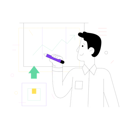 Análisis de datos que hacen predicciones comerciales futuras.  Ilustración