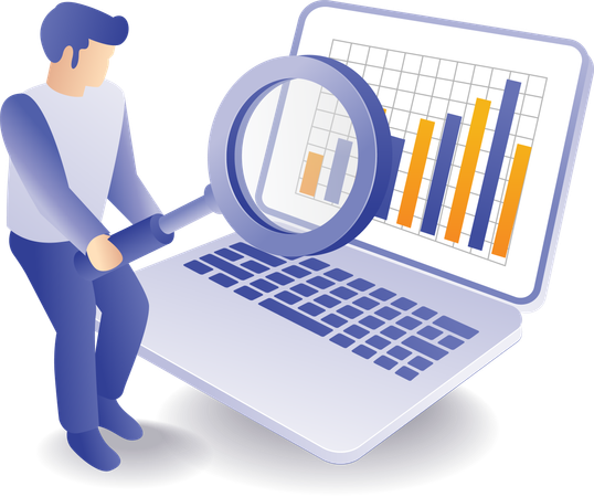 Negocio de inversión en línea de análisis de datos.  Ilustración